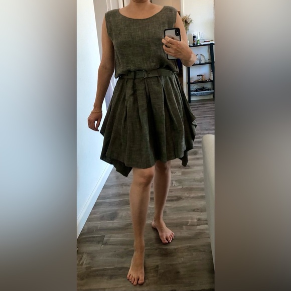 Vintage Issey Miyake Dress Pleated Avant Garde Backless Gray Cotton Hemp M - Picture 2 of 11